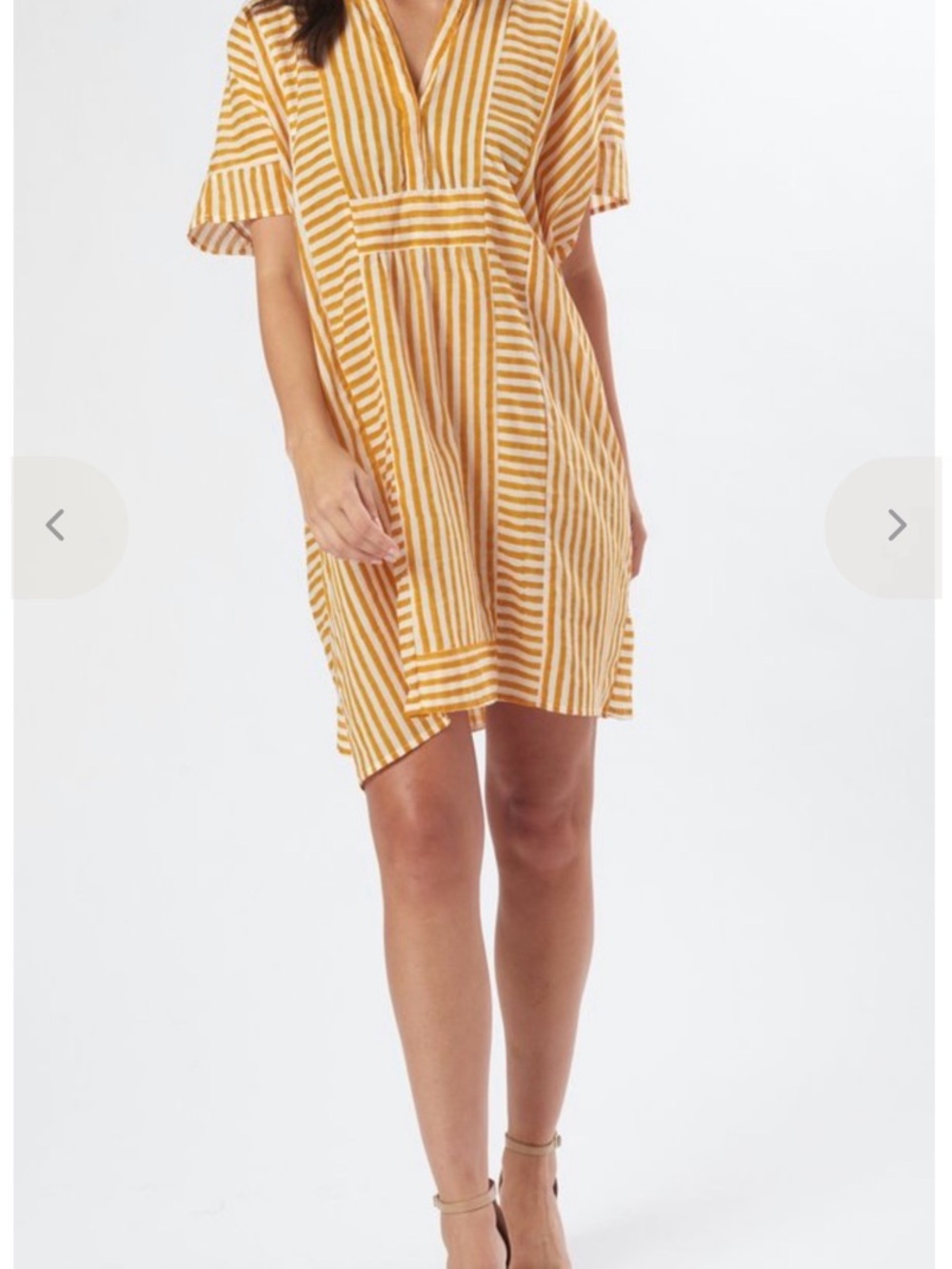 Emerson Fry Short Caftan in Marigold Stripe - Picture 3 of 6